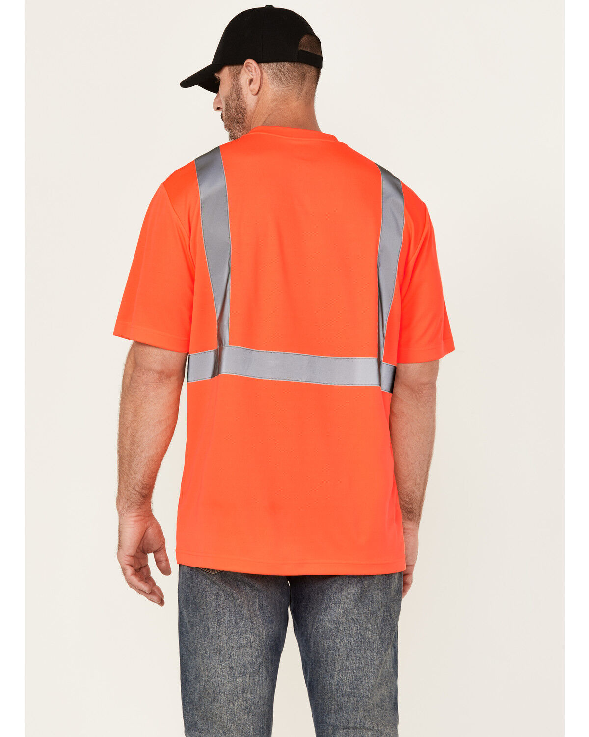 Image #4 - Hawx Men's Hi-Vis Reflective Short Sleeve Work T-Shirt - Big, Orange, hi-res