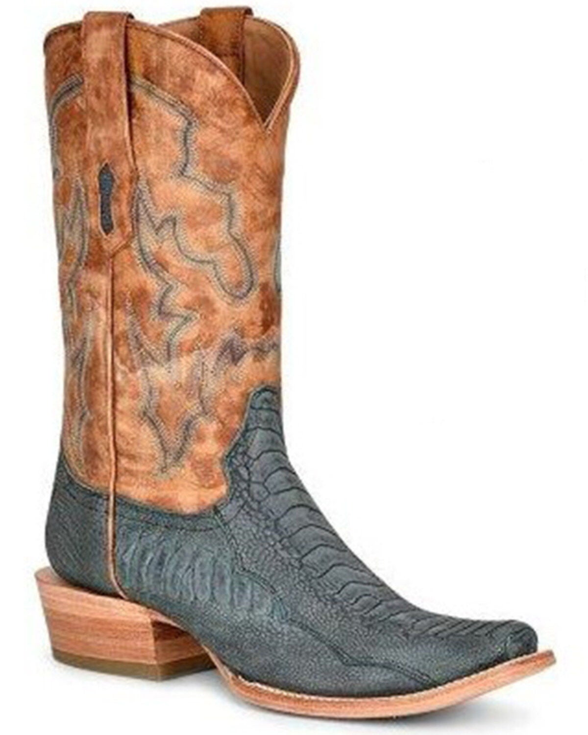Corral Men's Ostrich Leg Embroidered Western Boots - Square Toe, Blue, hi-res