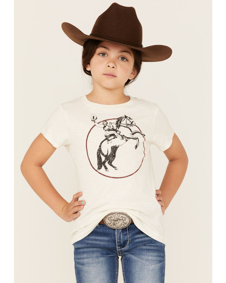 Shyanne Girls' Riding Horse Graphic Tee, Ivory, hi-res