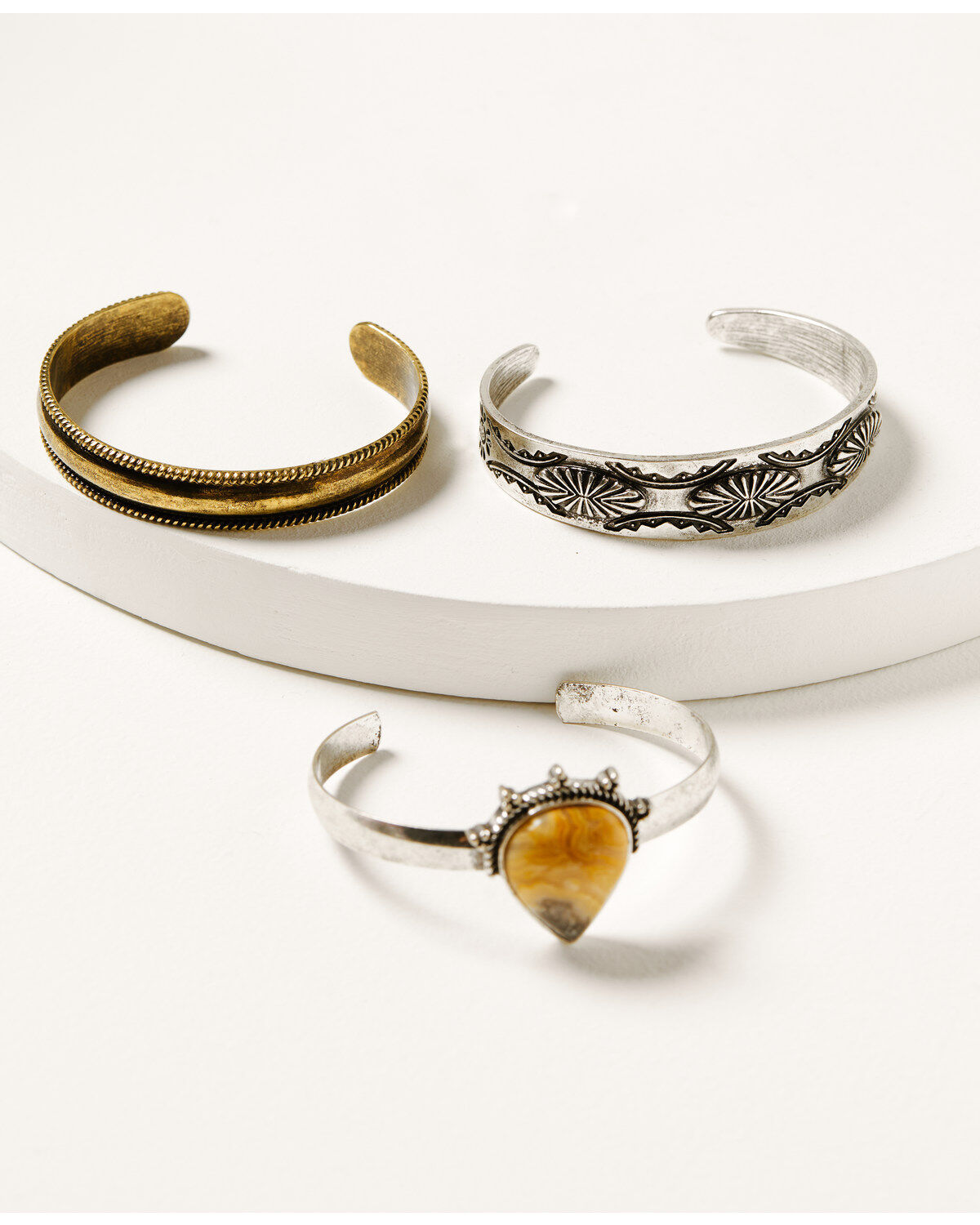 Image #1 - Shyanne Women's Silver & Gold 3-piece Cuff Bracelet Set , Silver, hi-res