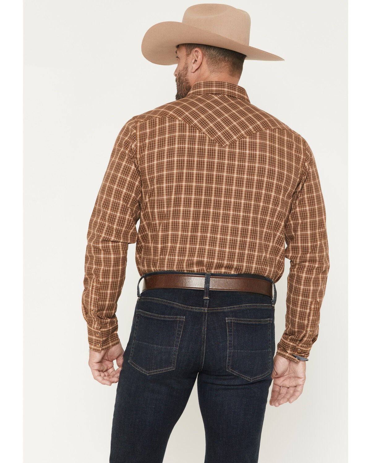 Image #4 - Cody James Men's Iron Oak Ranch Plaid Print Long Sleeve Snap Western Shirt, Lt Brown, hi-res