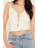 Image #3 - Idyllwind Women's Luna Cutout Floral Sleeveless Cropped Tank Top, Cream, hi-res