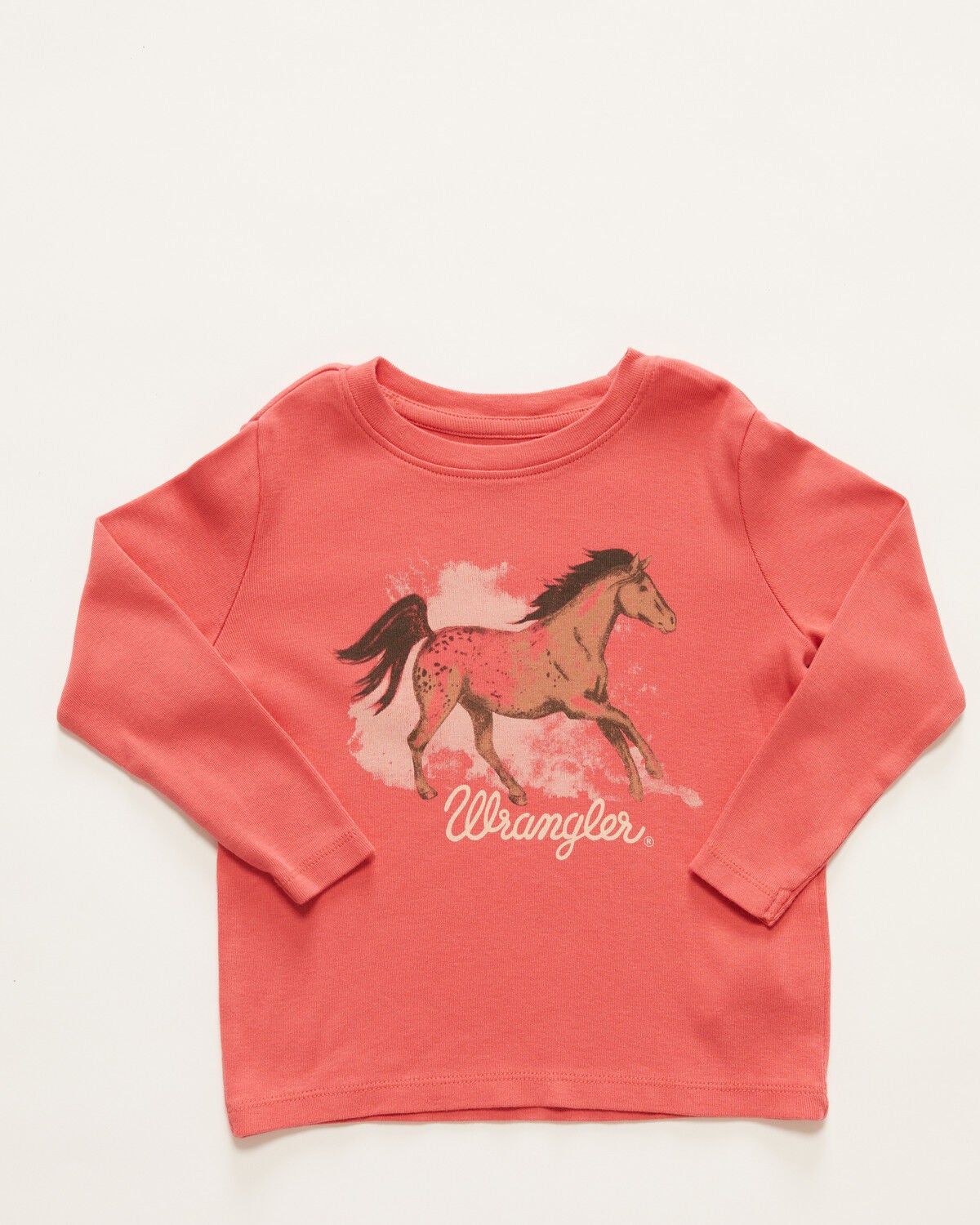 Wrangler Toddler Girls' Horse Long Sleeve Graphic Shirt, Pink, hi-res