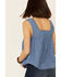Wrangler Retro Women's Americana Chambray Embroidered Neck Tank Top , Blue, hi-res