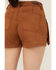 Image #4 - Rock & Roll Denim Women's High Rise Faux Suede Fringe Shorts, Camel, hi-res