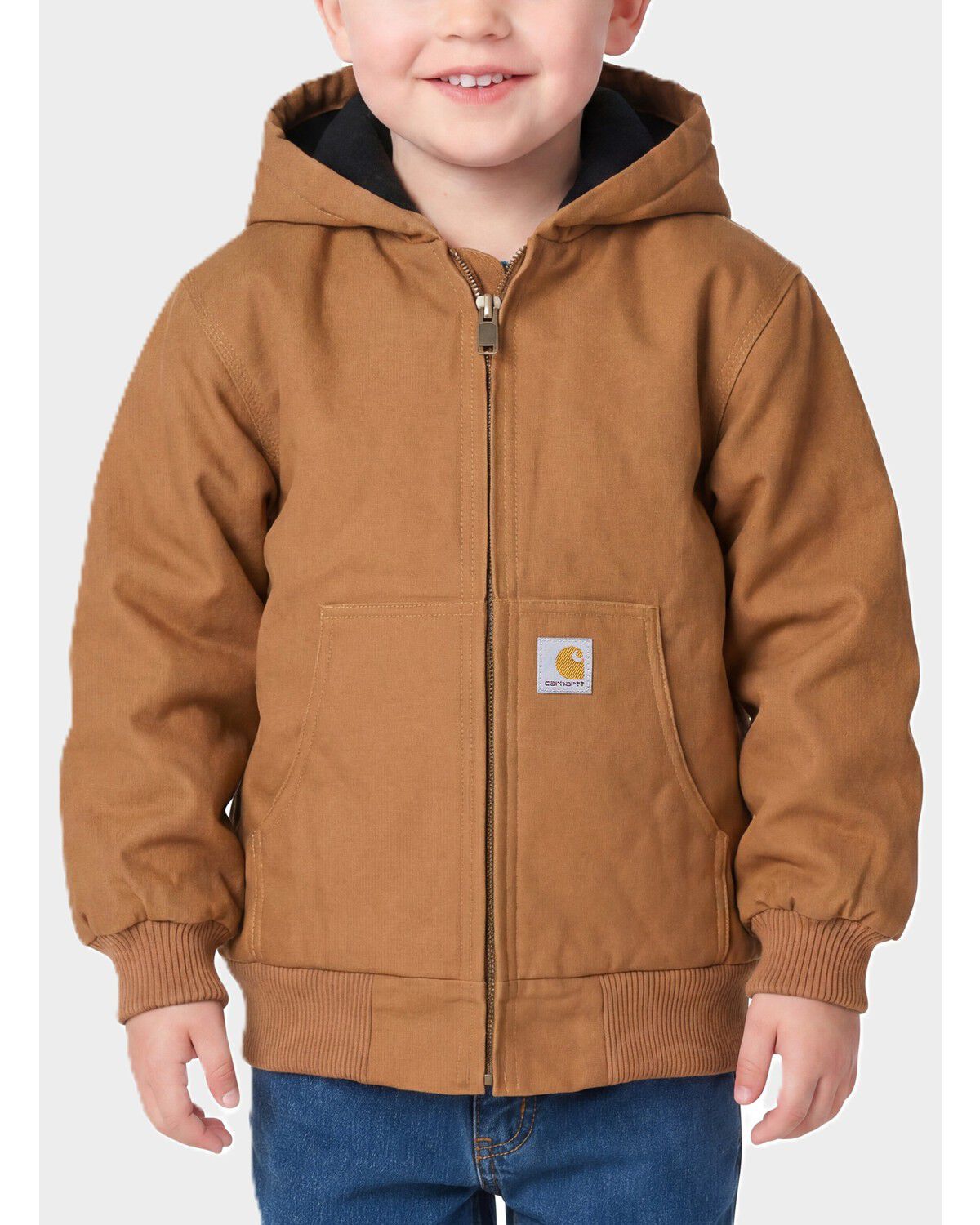 Image #1 - Carhartt Toddler Boys' Canvas Insulated Hooded Active Jacket, Brown, hi-res