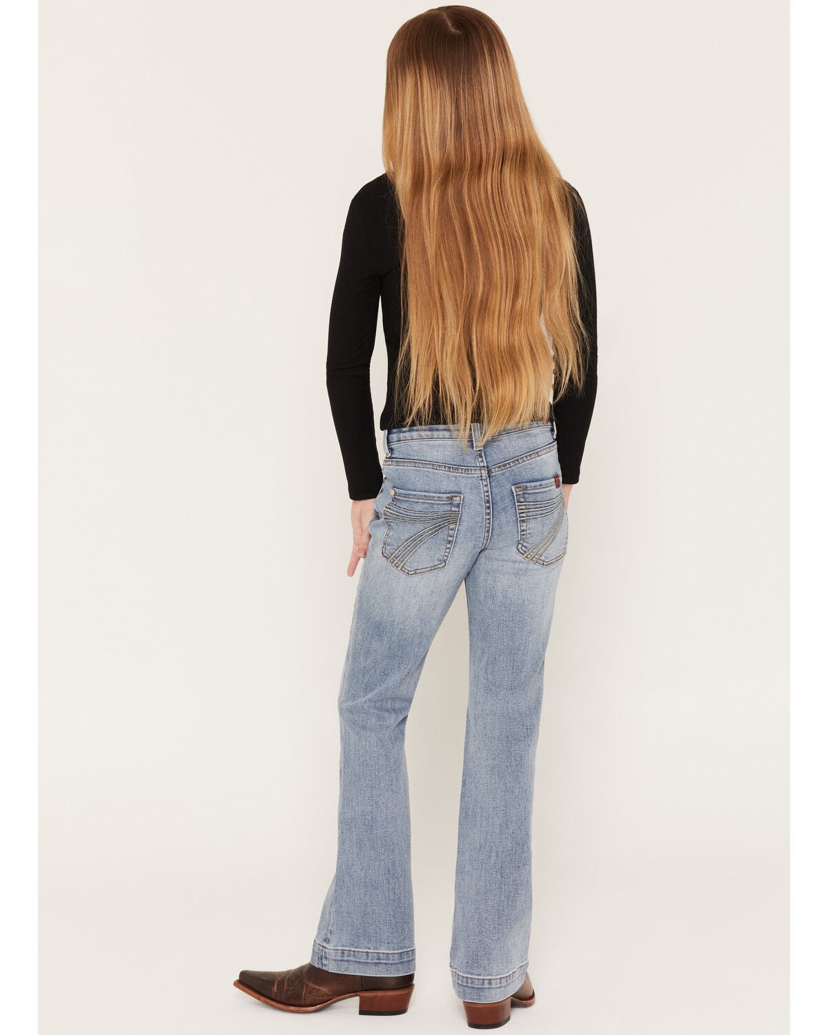 7 For All Mankind Girls' Prophecy Medium Wash Mini Dojo Trouser Stretch Denim Jeans, Blue, hi-res