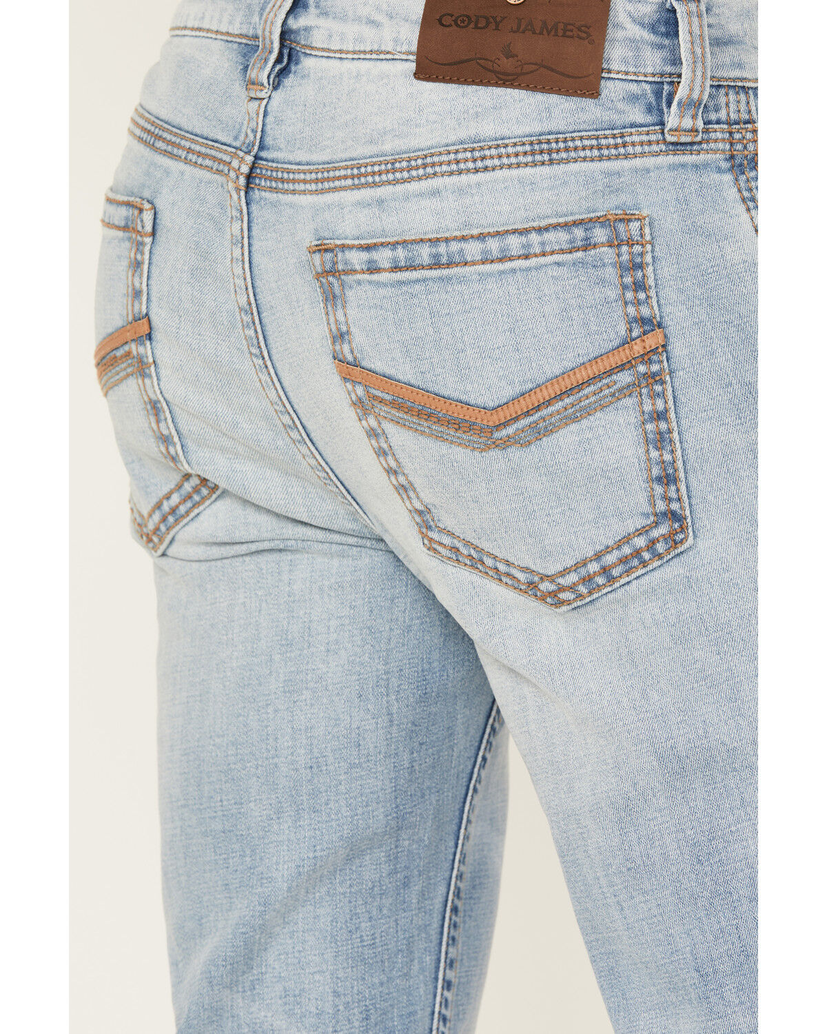 Image #4 - Cody James Men's Cowboy Light Wash Relaxed Bootcut Stretch Denim Jeans, Light Wash, hi-res