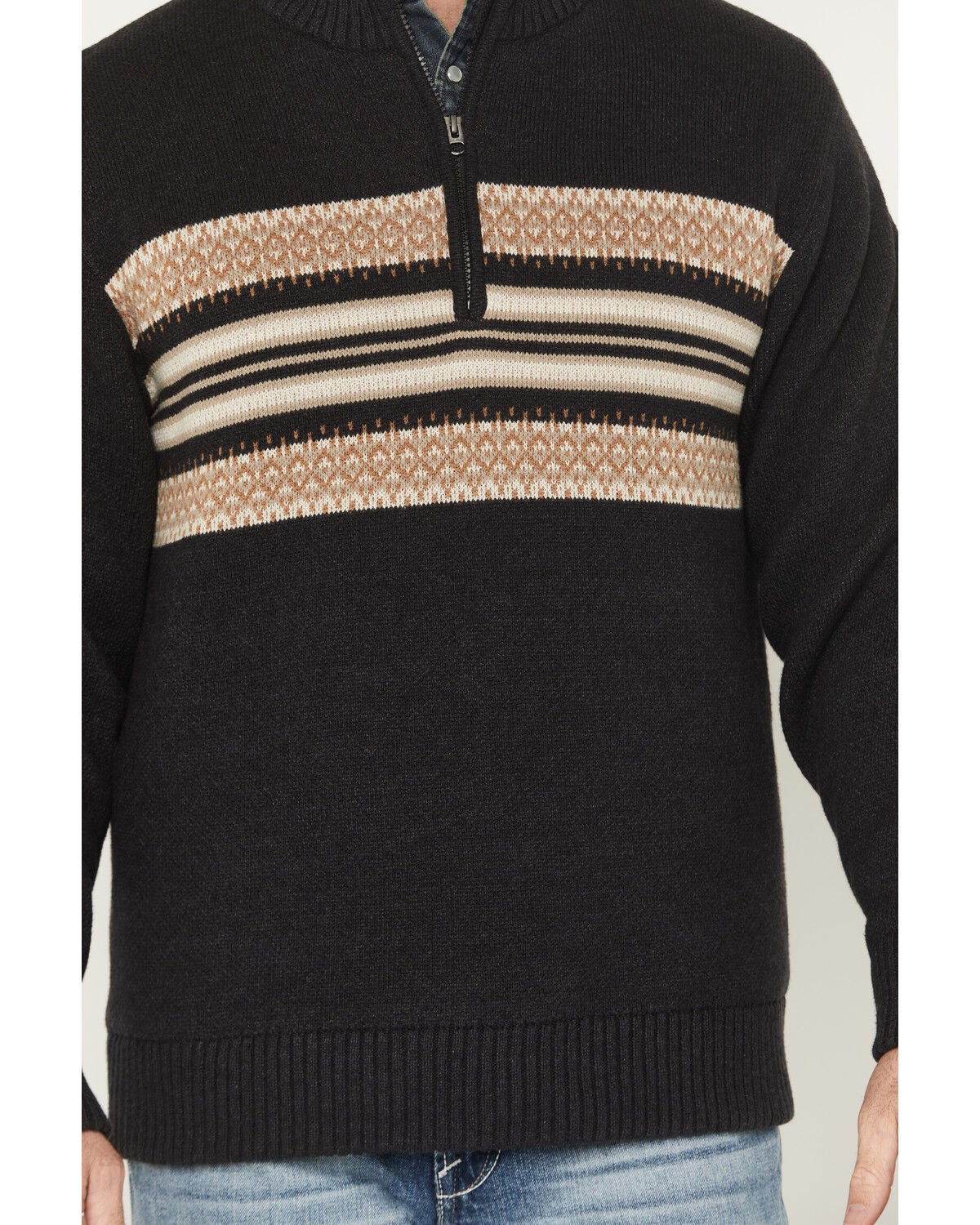 Image #3 - Cinch Men's 1/4 Zip Southwestern Border Print Pullover, Charcoal, hi-res