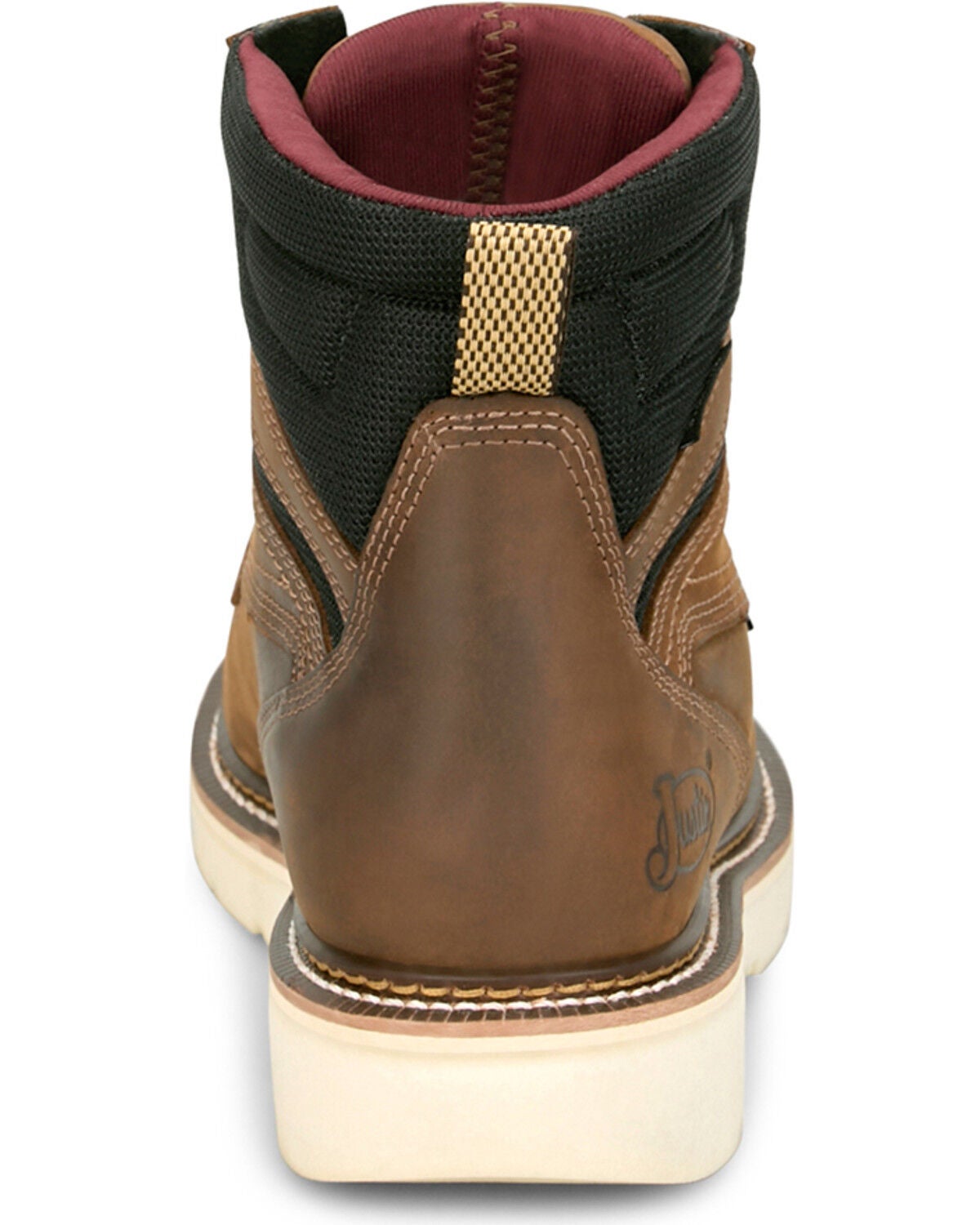Image #5 - Justin Men's Bristol 6" Lace-Up Waterproof Moc Work Boots - Steel Toe, Brown, hi-res