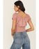 Image #4 - Cleo + Wolf Women's Eyelet Smocked Short Sleeve Crop Top, Rose, hi-res