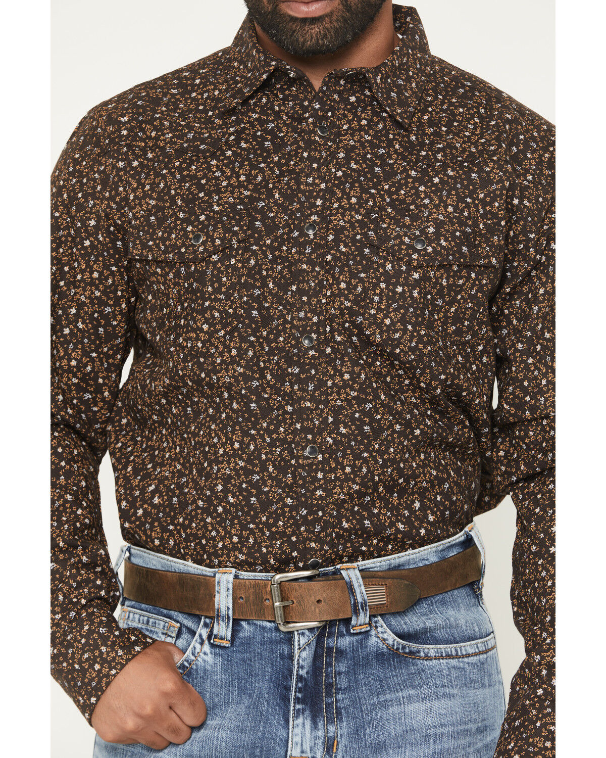Image #3 - Cody James Men's FR Milkweed Printed Long Sleeve Stretch Work Shirt, Dark Brown, hi-res