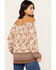 Image #4 - Wild Moss Women's Floral Border Peasant Top, Ivory, hi-res