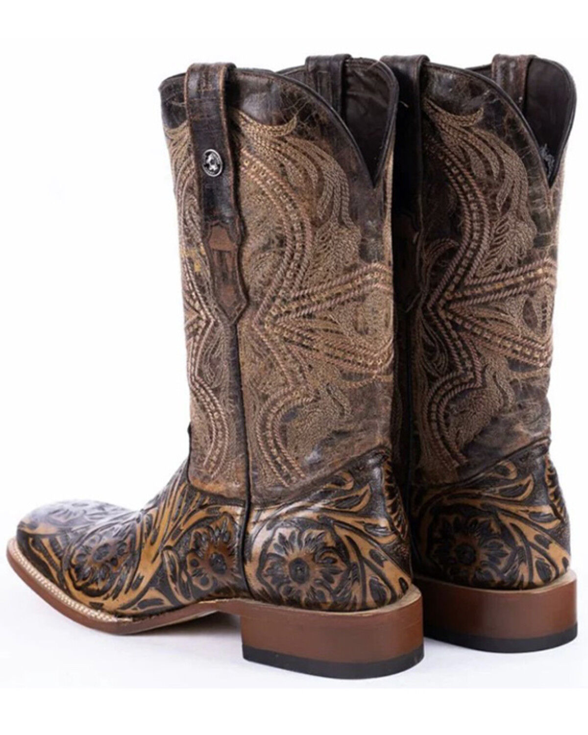 Product Name:  Tanner Mark Men's Hand Tooled Western Boots - Broad Square Toe