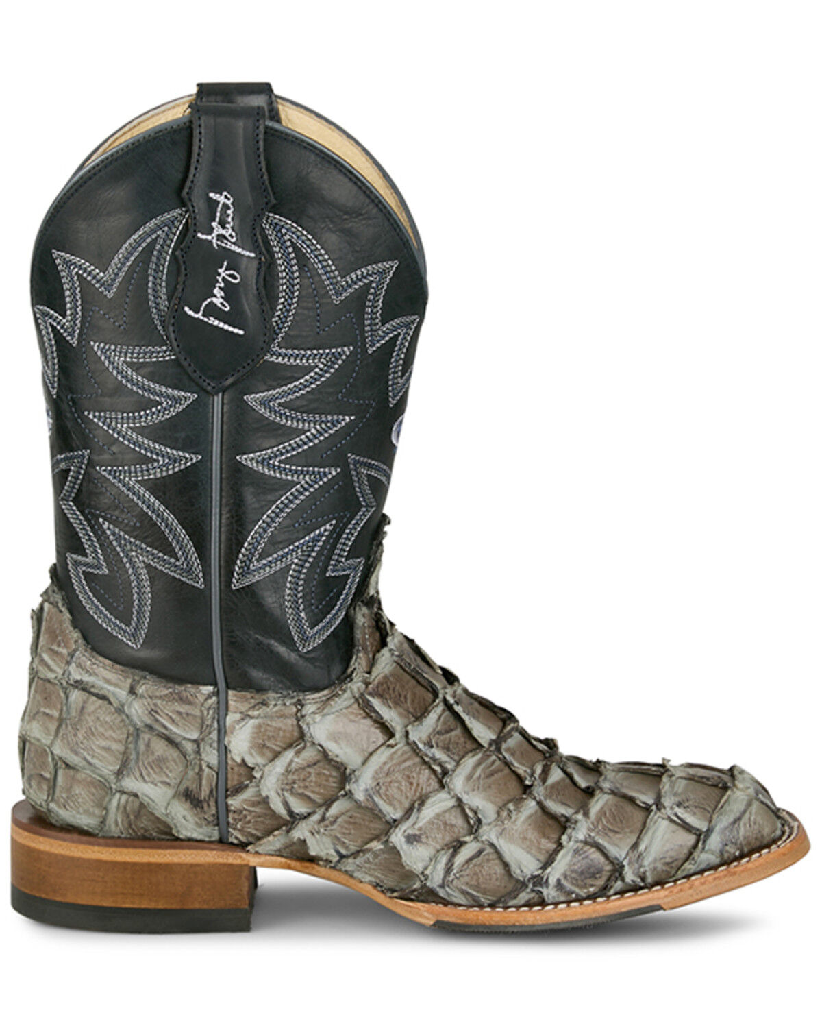 Image #2 - Justin Men's Ocean View Exotic Caiman Western Boots - Broad Square Toe, Grey, hi-res