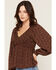 Image #2 - Yura Women's Floral Print Long Sleeve Shirt, Brown, hi-res