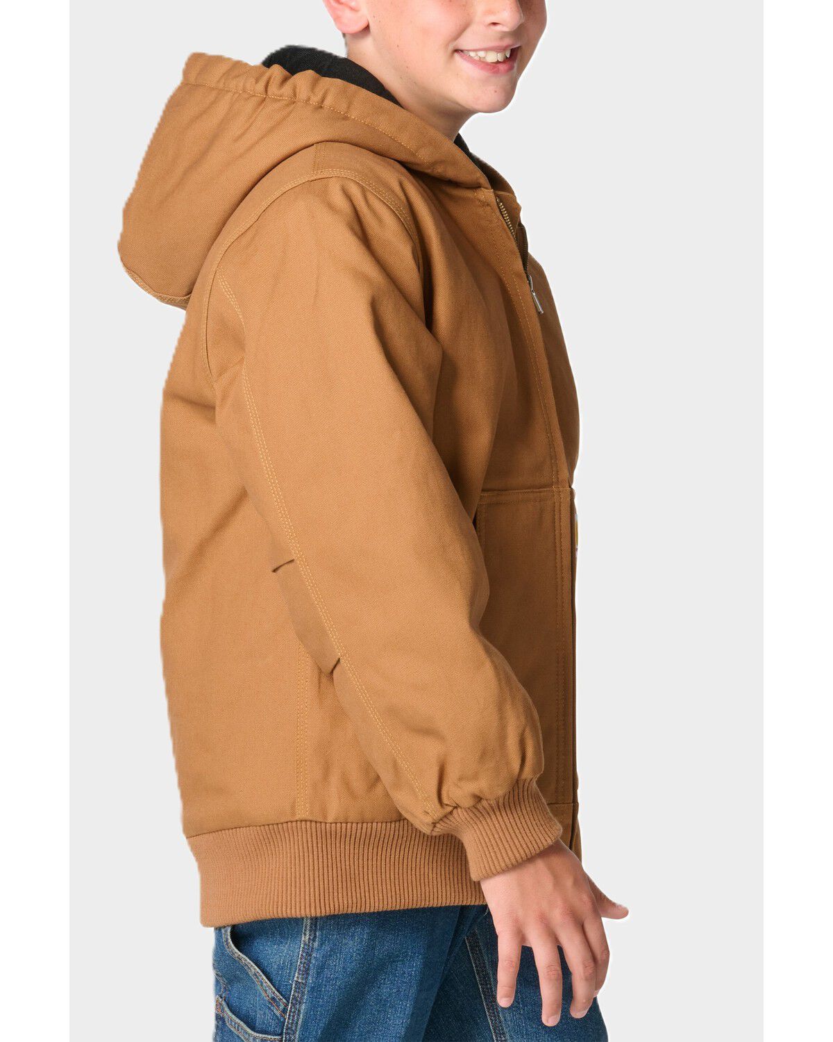 Image #2 - Carhartt Little Boys' Canvas Insulated Hooded Active Jacket, Brown, hi-res
