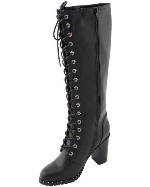 Image #2 - Milwaukee Leather Women's Lace To Toe Boots - Round Toe, Black, hi-res