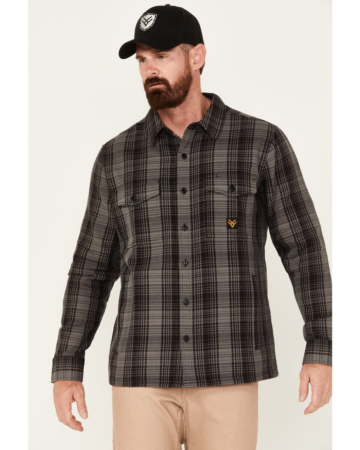 Hawx Men's Brawny Flannel Work Shirt, Black, hi-res