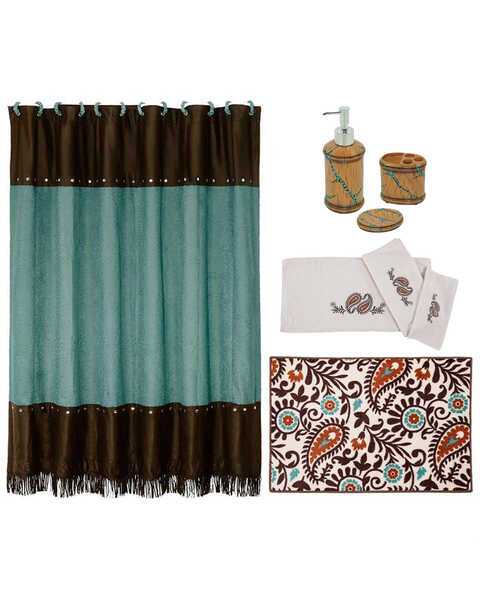 HiEnd Accents Turquoise Inlay 9pc Bath Accessory & Rebecca Towel Set, Multi, hi-res