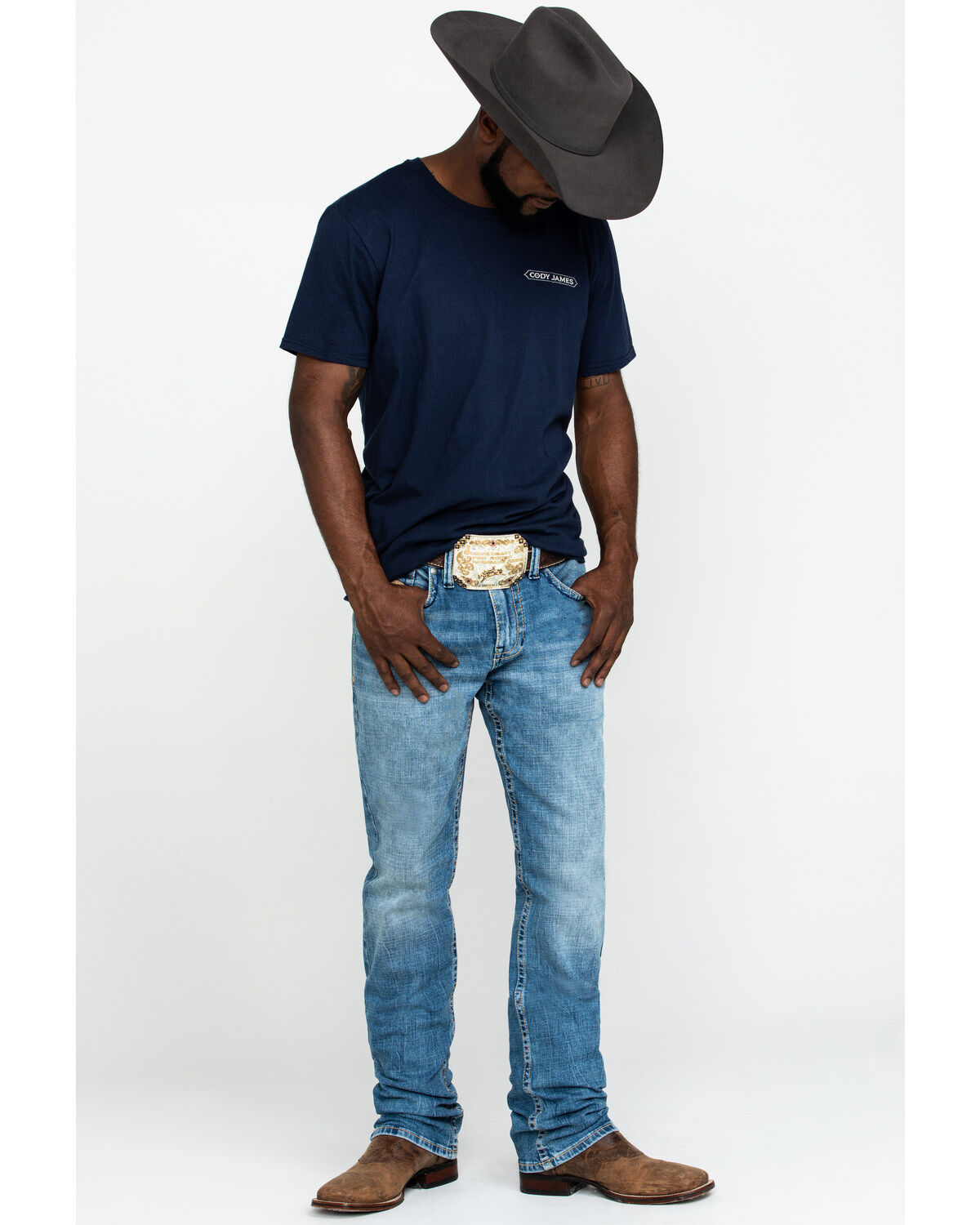 Image #6 - Cody James Men's Clover Leaf Light Wash Slim Straight Stretch Denim Jeans, Blue, hi-res