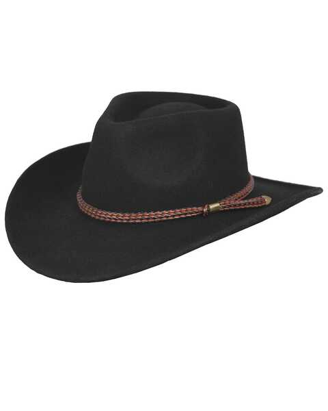 Image #1 - Outback Trading Co Men's Broken Hill Crushable Felt Hat, Black, hi-res
