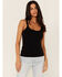 Cleo + Wolf Women's Ruffle Trim Tank Top, Black, hi-res