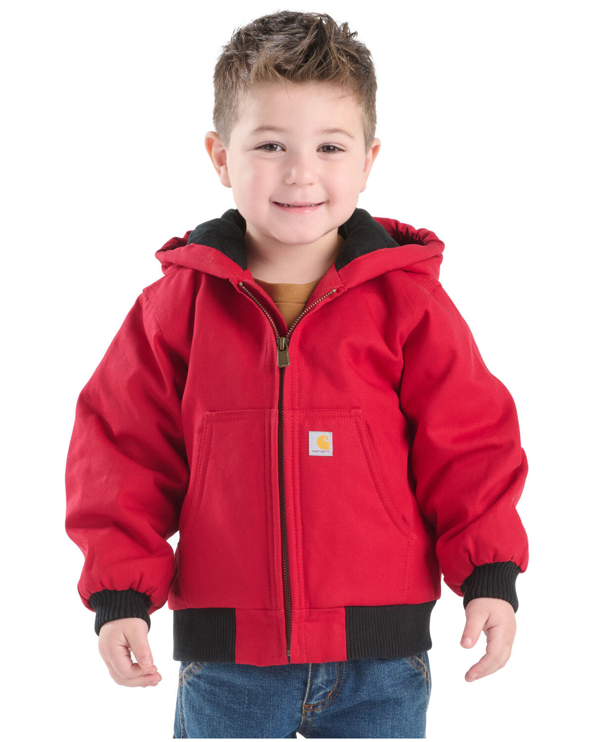 Image #3 - Carhartt Infant Boys' Insulated Hooded Canvas Jacket, Red, hi-res