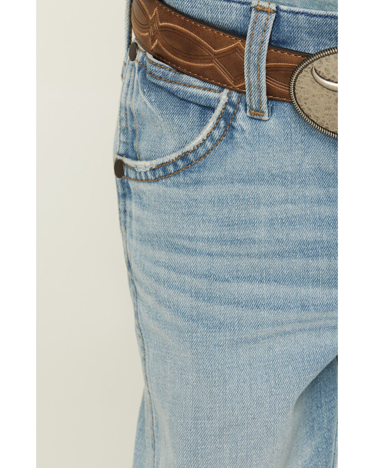 Image #2 - Wrangler Retro Little Boys' Light Wash Cloverdale Slim Bootcut Stretch Denim Jeans, Light Wash, hi-res