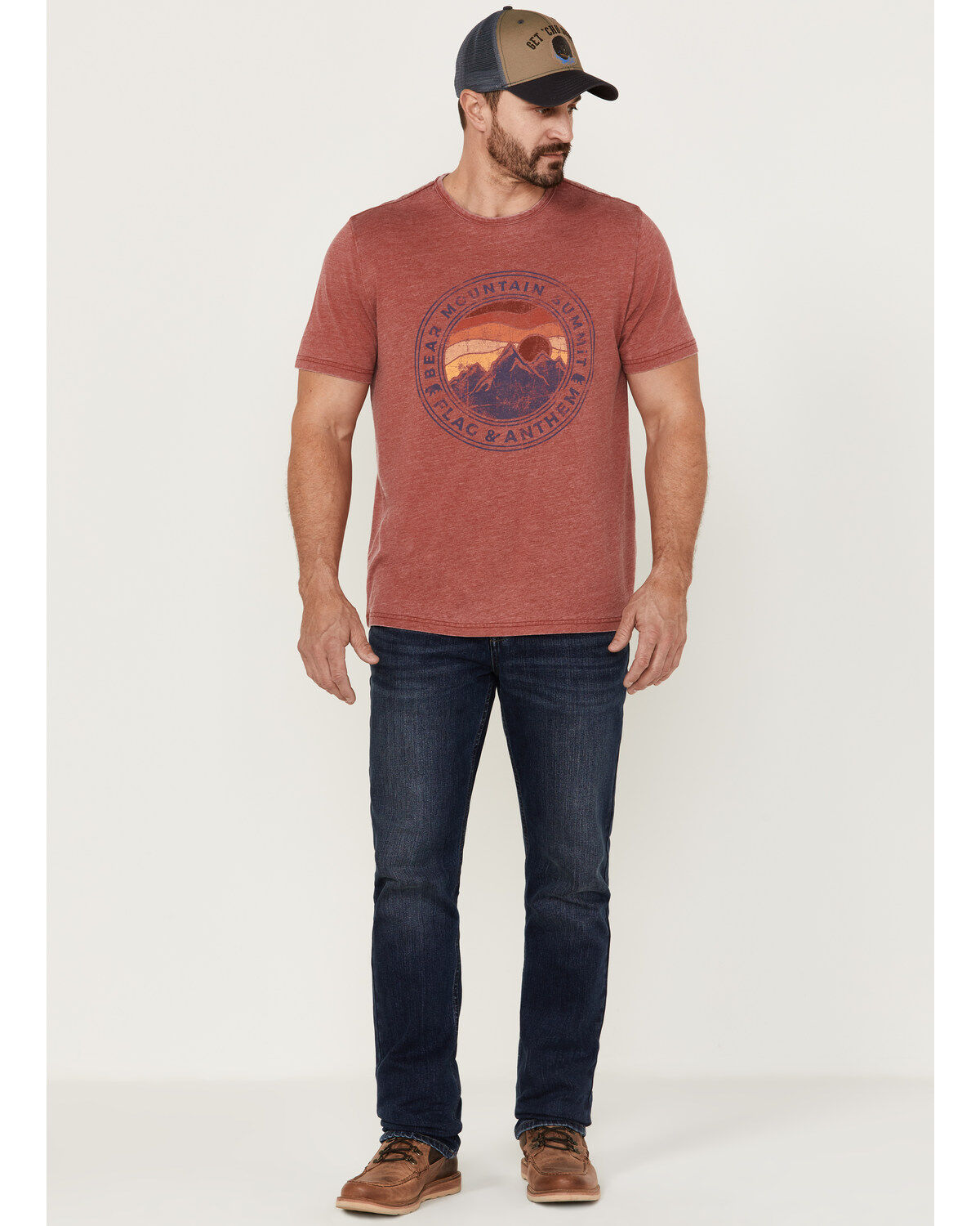Image #2 - Flag & Anthem Men's Bear Mountain Summit Burnout Graphic T-Shirt, Red, hi-res