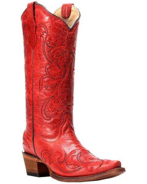 Image #1 - Circle G by Corral Women's Embroidery Snip Toe Western Boots, , hi-res