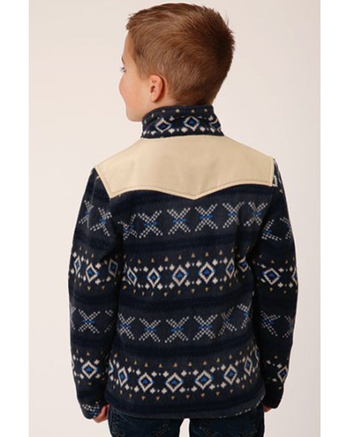 Image #2 - Roper Boys' Poly Micro Fleece Pullover, Navy, hi-res