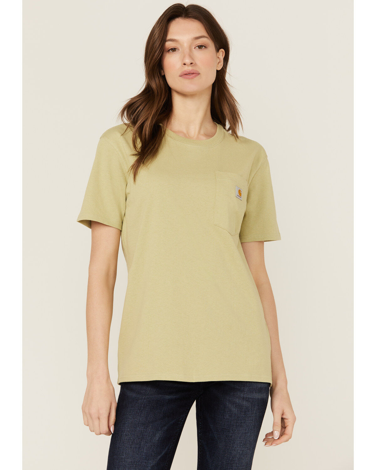 Image #1 - Carhartt Women's Loose Fit Heavyweight Short Sleeve Pocket Tee, Sand, hi-res