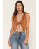 Image #1 - Fornia Women's Boot Barn Exclusive Faux Suede Fitted Lace Vest, Camel, hi-res