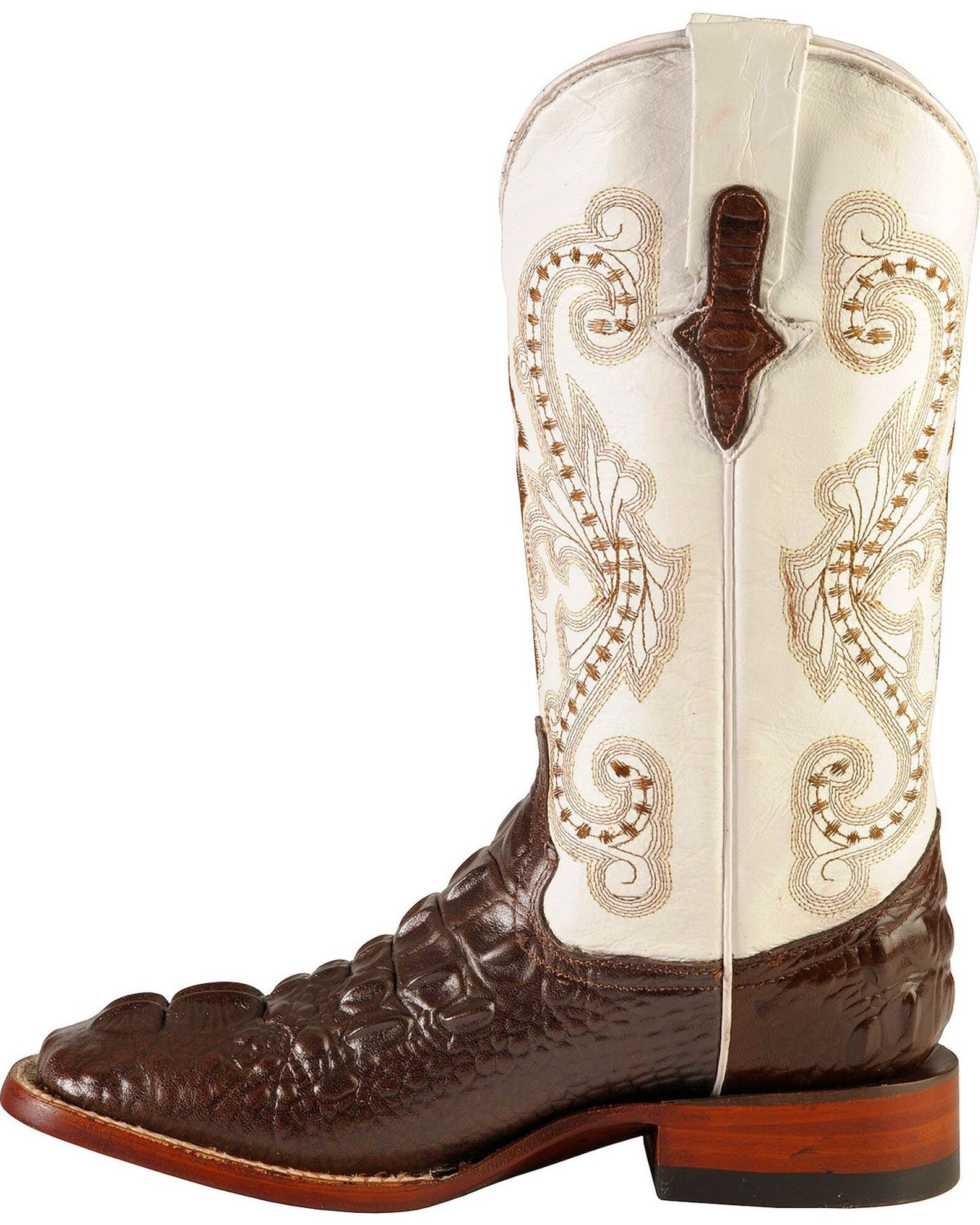 Image #3 - Ferrini Women's Hornback Caiman Print Western Boots - Broad Square Toe, Chocolate, hi-res