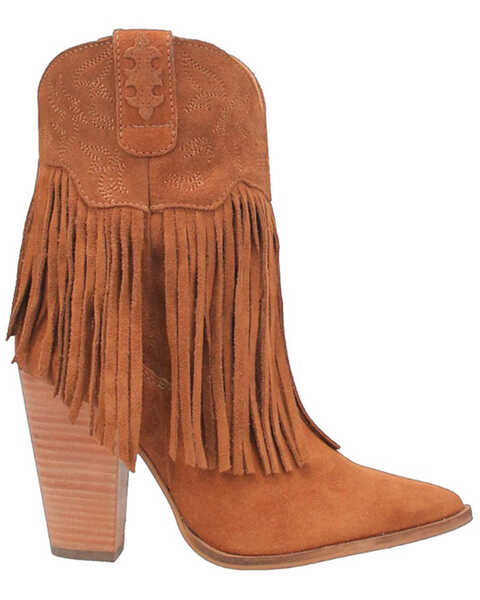 Image #2 - Dingo Women's Crazy Train Leather Booties - Pointed Toe , Caramel, hi-res
