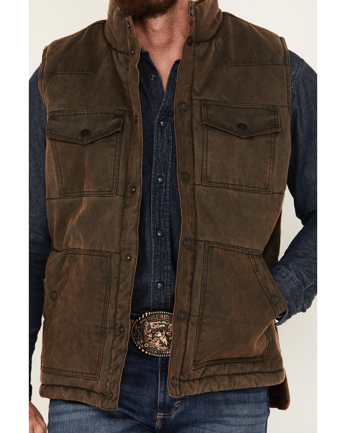 Image #3 - Cody James Men's Oil Slick Snap Vest, Brown, hi-res