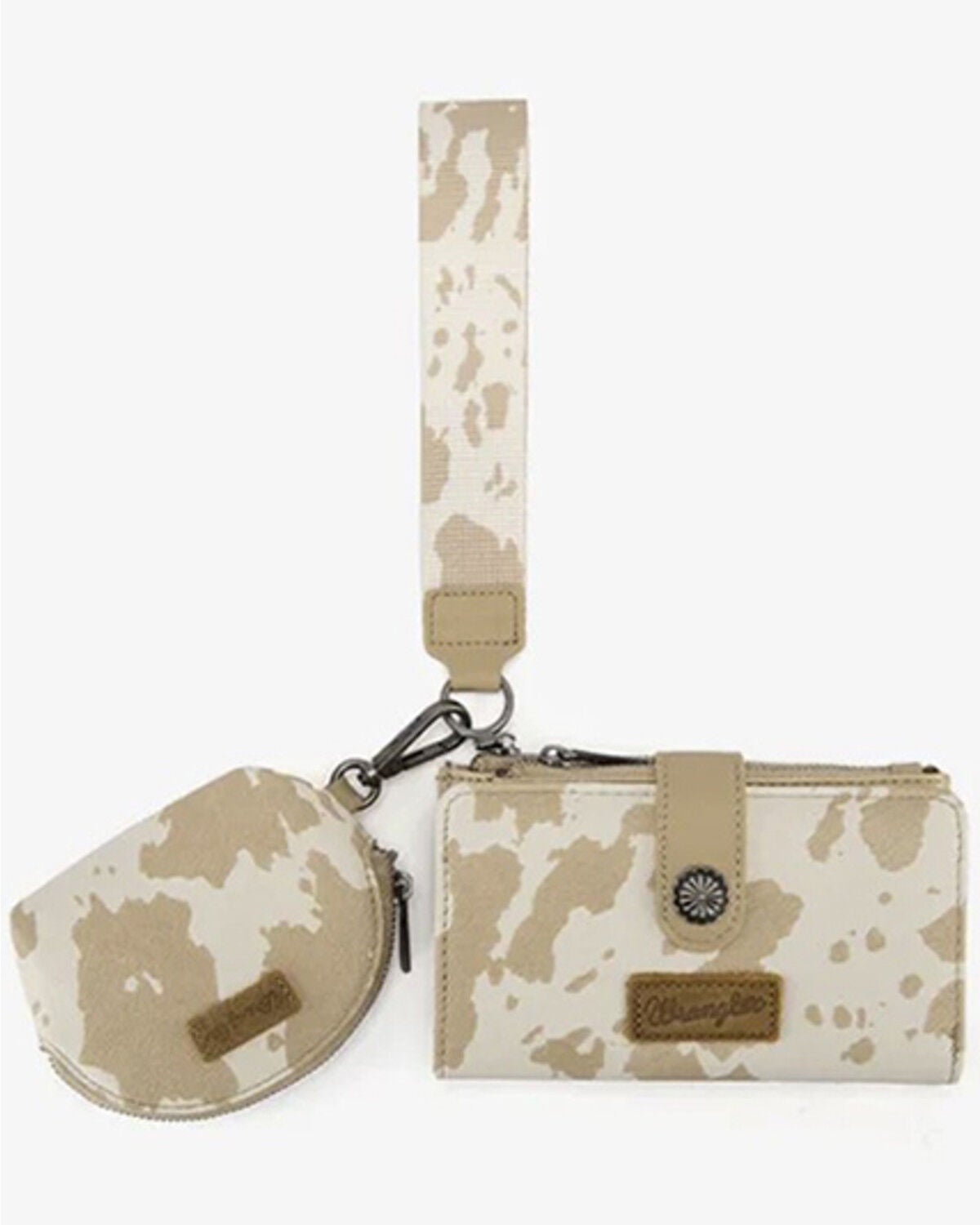 Image #1 - Wrangler Women's Cow Print Wallet, Tan, hi-res