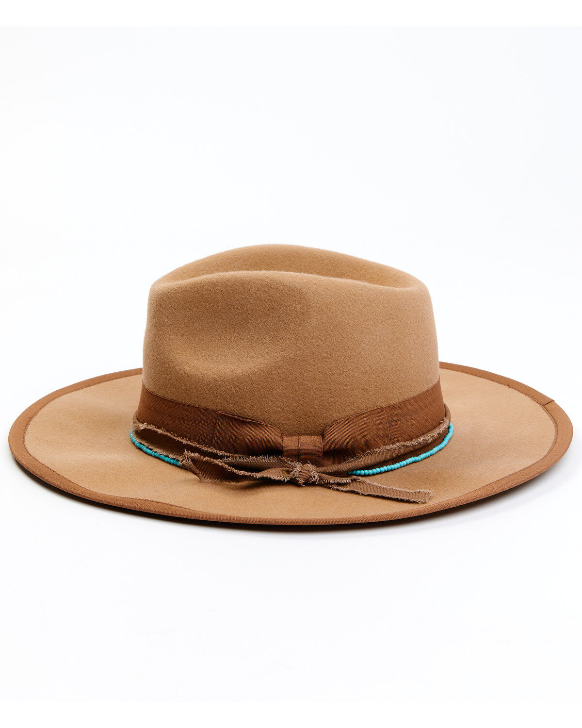 Image #3 - Shyanne Women's Rancher Tonal Ribbons & Turquoise Bead Fedora Hat, Tan, hi-res