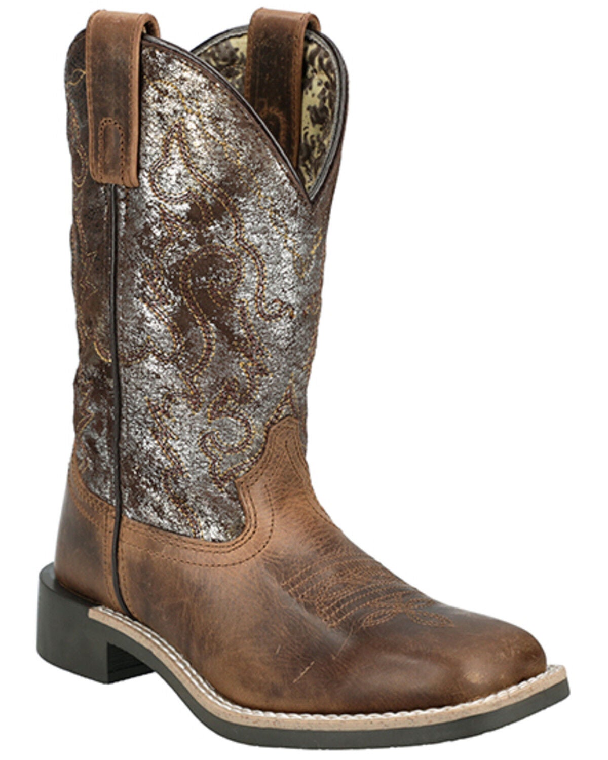 Smoky Mountain Little Girls' Sadie Western Boots - Broad Square Toe, Brown, hi-res