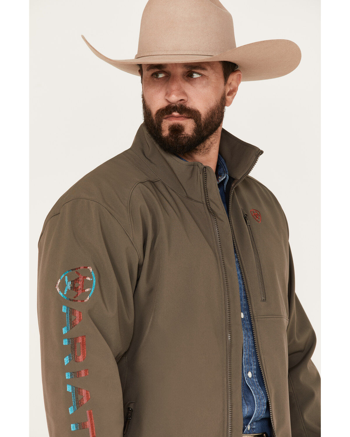 Image #2 - Ariat Men's Logo 2.0 Softshell Jacket, Brown, hi-res