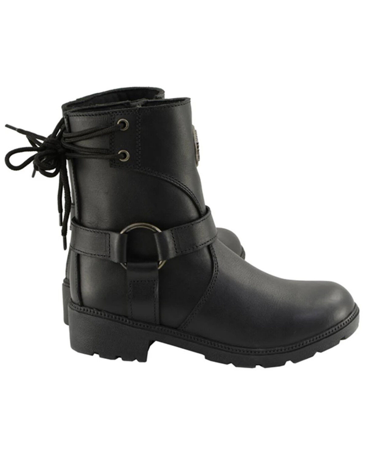 Image #2 - Milwaukee Leather Women's Harness Zip-Up Motorcycle Boots - Round Toe, Black, hi-res