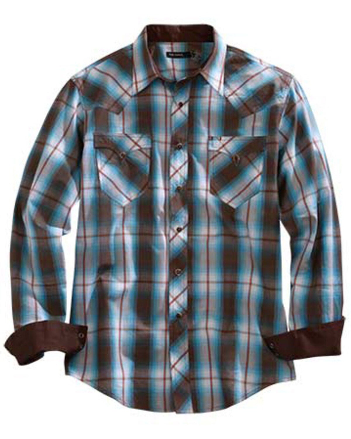 Tin Haul Men&rsquo;s Turquoise Plaid Short Sleeve Western Shirt, Brown, hi-res