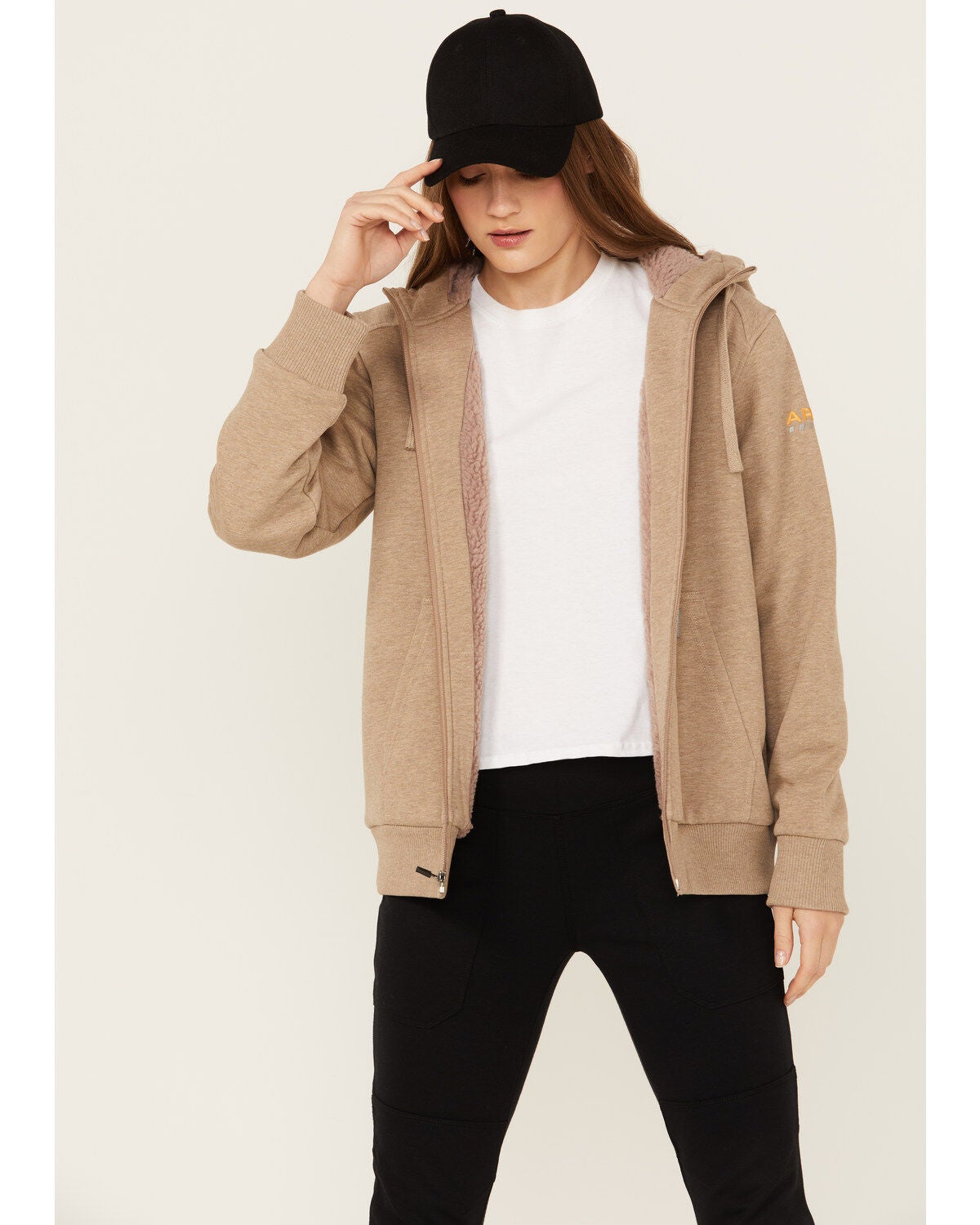 Ariat Women's Rebar All-Weather Sherpa Full Zip Jacket, Beige, hi-res