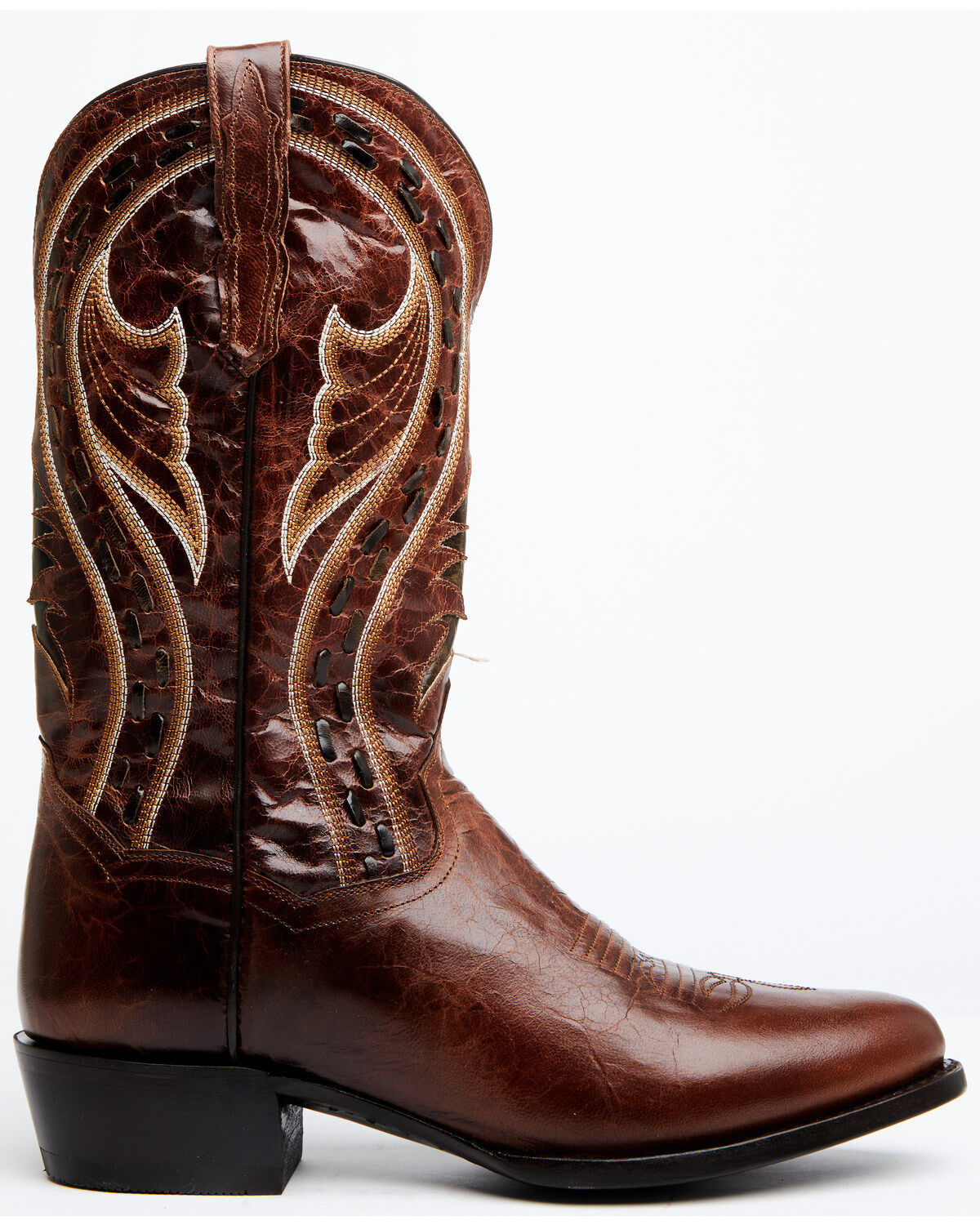 Image #2 - Dan Post Men's Swirled Embroidery Western Boots - Round Toe, Pecan, hi-res