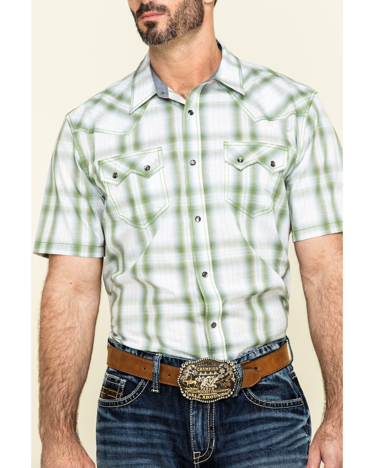 Image #4 - Cody James Men's Woodlands Large Plaid Short Sleeve Western Shirt, , hi-res