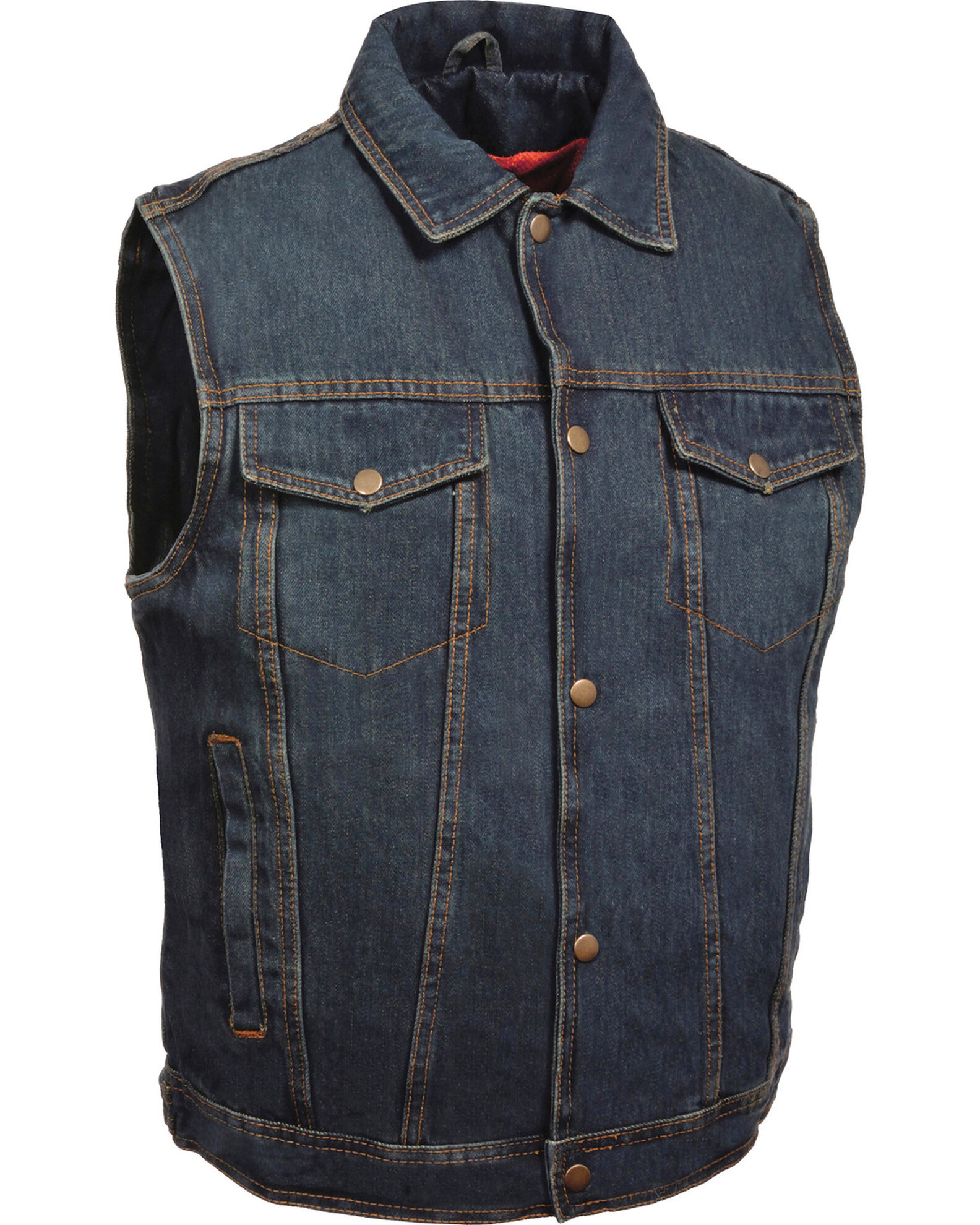 Milwaukee Leather Men s Snap Front Denim Vest with Shirt Collar Big 3X Boot Barn