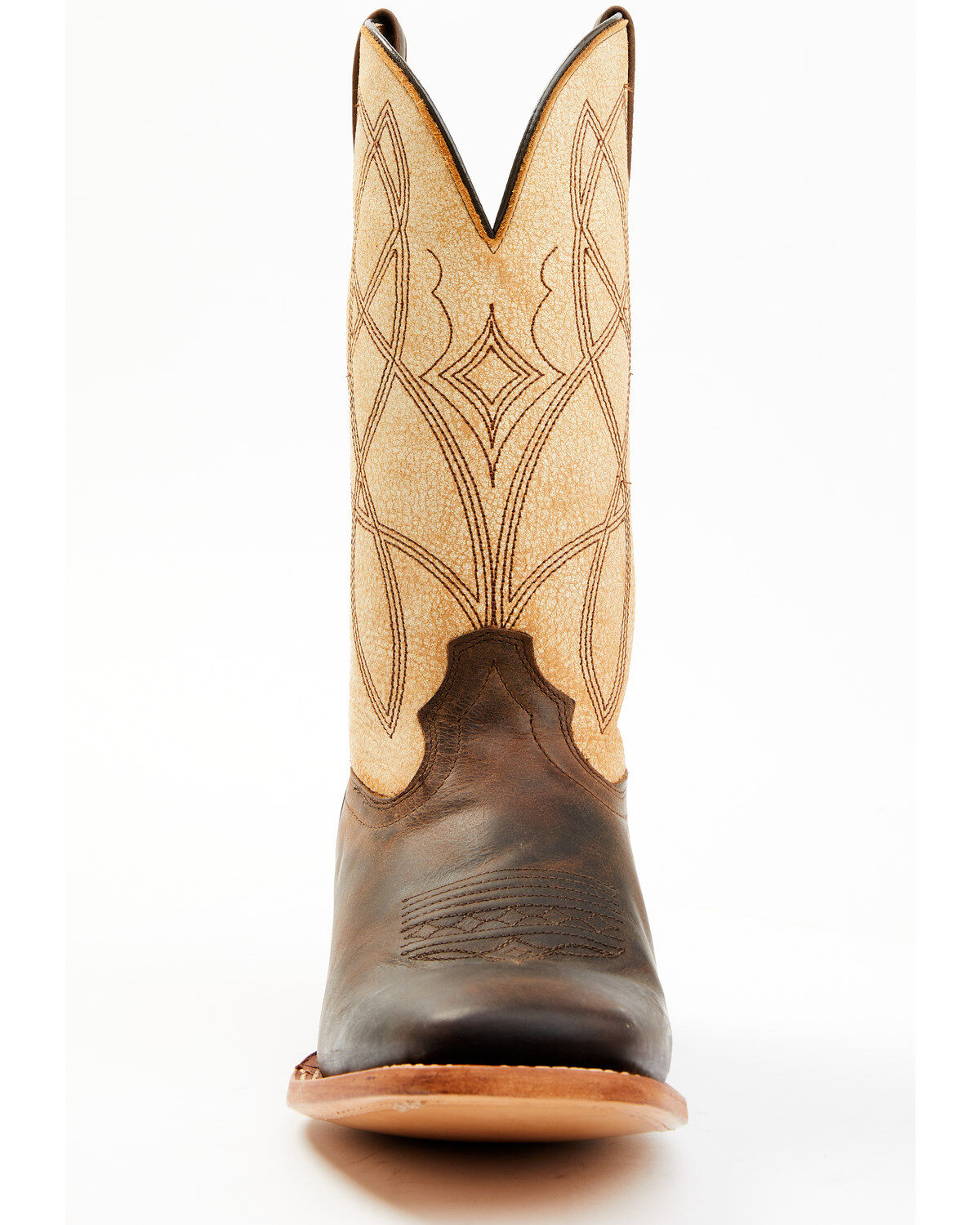 Image #4 - RANK 45® Men's Deuce Western Boots - Broad Square Toe, Cream/brown, hi-res