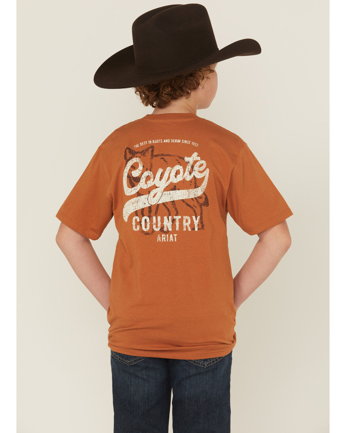 Image #1 - Ariat Boys' Coyote Short Sleeve Graphic T-Shirt, Brown, hi-res