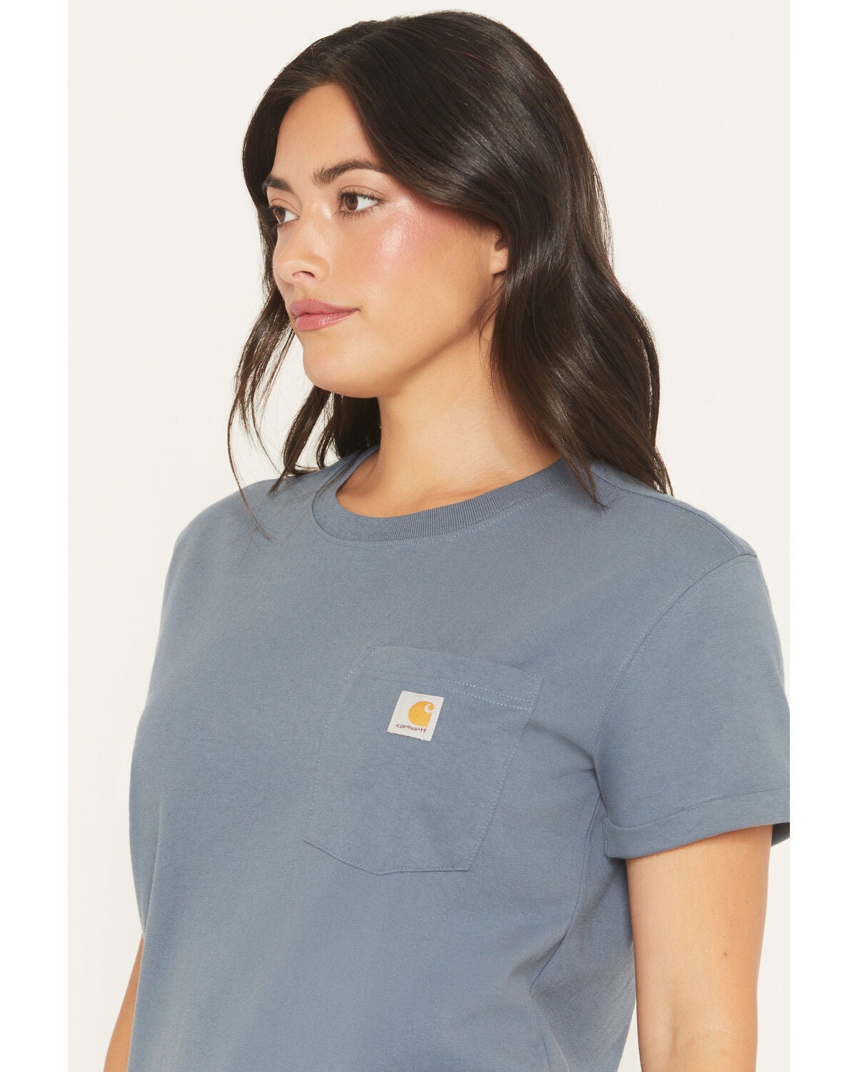 Image #3 - Carhartt Women's Dearborn Rosie Loose Fit Short Sleeve Work Tee, Steel Blue, hi-res